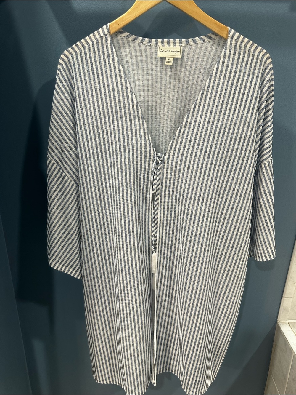 Striped Blue & White Womens Cardigan